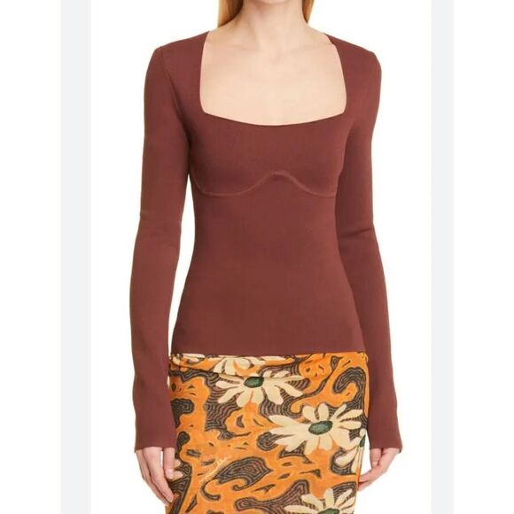 Nanushka Sweater Small Mio Corset Sweater Mahogany S - Picture 2 of 7